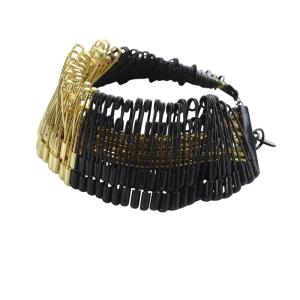 安全ピンブレスレット ゴールド色 黒 ブラック /SR24