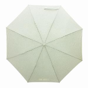 美品 折りたたみ傘 アンブレラ ギンガムチェック 白 緑 ホワイト グリーン /HO