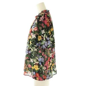 Lois CRAYON フラワー柄ブラウス M 黒 マルチカラー /MI OS