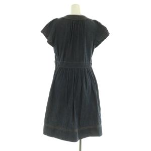 franche lippée ショートスリーブ フロントボタン デニム ワンピース 膝丈 半袖 ピンタック M ネイビー /MY OS