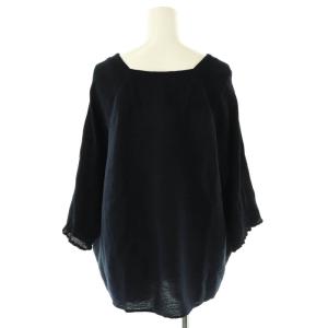 plantation コットンVネックトップス ブラウス Vネック M 紺 /MI OS