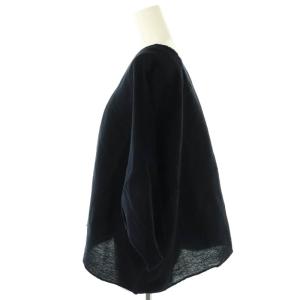 plantation コットンVネックトップス ブラウス Vネック M 紺 /MI OS