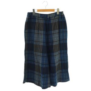 チェック柄ワイドガウチョパンツ 2 青 /MI OS