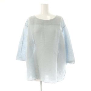 plantation YOORYUU ブラウス プルオーバー 七分袖 コットン M 水色 /NR OS