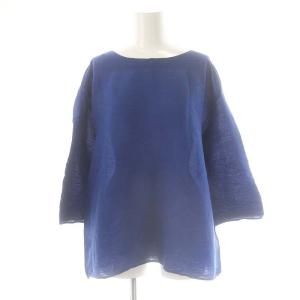 YOORYUU ブラウス 七分袖 プルオーバー コットン M 青 /NR OS