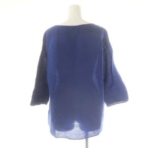 plantation YOORYUU ブラウス 七分袖 プルオーバー コットン M 青 /NR OS