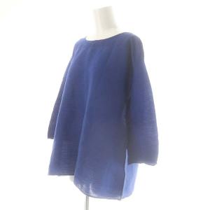 plantation YOORYUU ブラウス 七分袖 プルオーバー コットン M 青 /NR OS