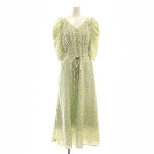 23SS Sustainaバリエプリントワンピ ワンピース ロング 1 白 ホワイト 緑 グリーン /SS