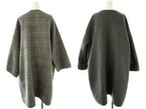 DRESSTERIOR 表裏リバーシブルグレンチェックリバーコート アウター ロング 38 オフホワイト ブラック /DO OS