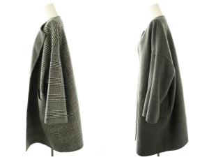 DRESSTERIOR 表裏リバーシブルグレンチェックリバーコート アウター ロング 38 オフホワイト ブラック /DO OS