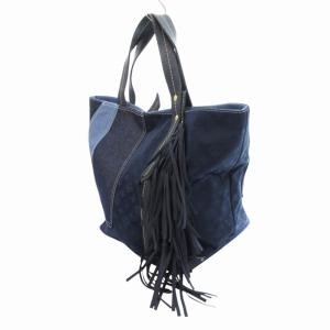 russet トートバッグ パッチワーク 総柄 タッセル 青 ブルー /HO SH