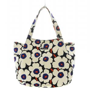 Huvitus Unikko トートバッグ キャンバス 花柄 白 ホワイト 黒 ブラック ネイビー SH