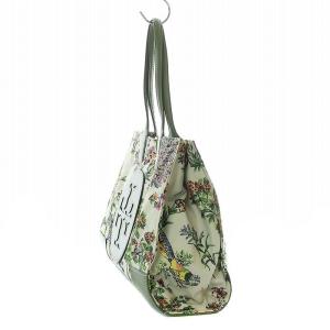 TORY BURCH トートバッグ ELLA エラ フローラルプリント 花柄 鳥柄 レザー 緑 82268 SH /RI OS