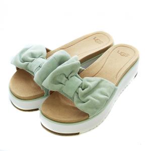 W S JOAN コンフォートサンダル リボン レザー US8 25cm アクア 水色 1019868