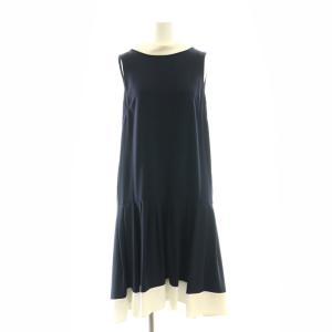 バイカラーラインドレス ワンピース ノースリーブ 34 ネイビー /DF OS