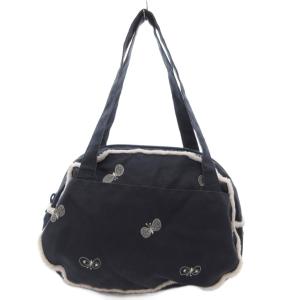 choucho ショルダーバッグ 蝶々刺繍 キャンバス 紺 ネイビー /JS