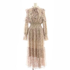 23SS Sustainaプリントプリーツワンピース ロング 0 ピンク /DF OS