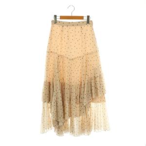 23SS シフォンティアードスカート フレア マキシ ロング 0 ベージュ /AT OS