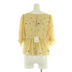 deicy フラワープリントブラウス スクエアネック 五分袖 パフスリーブ F ベージュ /MY OS