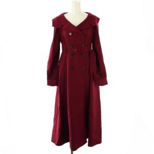 トレンチ風ワンピース ロング 長袖 F レッド /HK OS