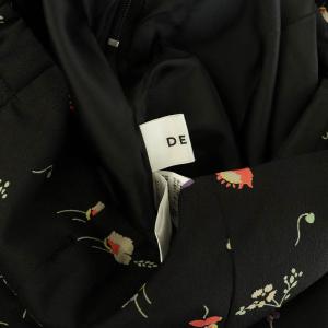 deicy フラワープリントスカート ロング スリット フリル 1 ブラック /MY OS