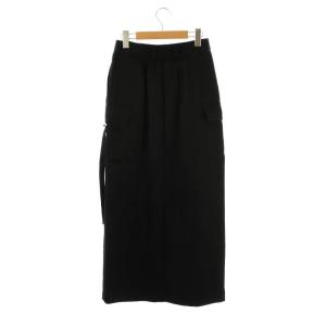 FRAY I.D 24SS サテンカーゴストレートスカート ロング 1 ブラック /HK OS