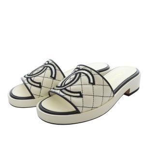 サンダル ココマーク ラムスキン 36C ホワイト G35903