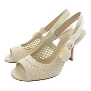 エンブロイダリー スリングバックストラップ サンダル 35.5 ベージュ