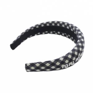 チェック カチューシャ ロゴ 黒 ブラック 白 ホワイト /SR26 OH