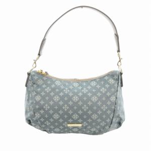 美品 2WAY ハンドバッグ ショルダー 総柄 ナイロン 青 ブルー グレー /HO