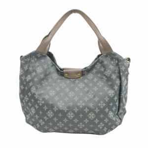 russet 美品 2WAY トートバッグ ショルダー 総柄 ナイロン 水色 ライトブルー グレー /HO