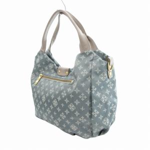 russet 美品 2WAY トートバッグ ショルダー 総柄 ナイロン 水色 ライトブルー グレー /HO