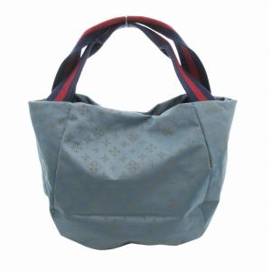 russet ハンドバッグ 総柄 持ち手 ライン ナイロン 青 ブルー /HO