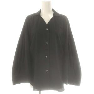 スキッパー ケープ風 ブラウス 黒 /MI OS