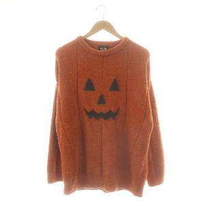 ハロウィン限定 パンプキンプルオーバー ニット セーター L オレンジ チャコールグレー /DO OS