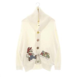 × スーパーマリオ ジャガードショールカーディガン ニット 長袖 ルームウエア 部屋着 F オフホワイト