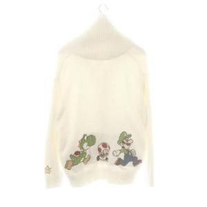 gelato pique × スーパーマリオ ジャガードショールカーディガン ニット 長袖 ルームウエア 部屋着 F オフホワイト