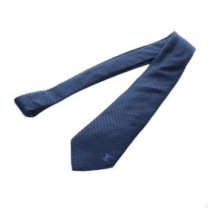 LOUIS VUITTON ネクタイ ワイドタイ ブロックチェック シルク ネイビー 黒 ブラック /RI OS