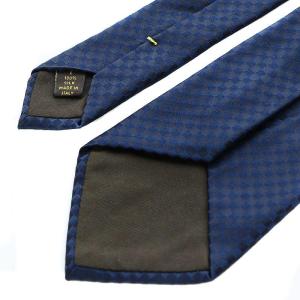 LOUIS VUITTON ネクタイ ワイドタイ ブロックチェック シルク ネイビー 黒 ブラック /RI OS