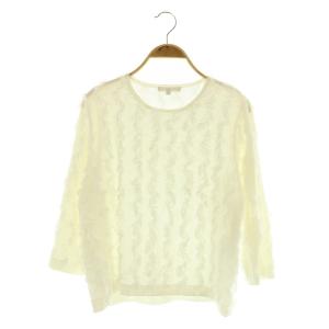 25SS カットジャガード ニット カットソー 七分袖 38 ホワイト /MY OS