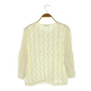 自由区 25SS カットジャガード ニット カットソー 七分袖 38 ホワイト /MY OS