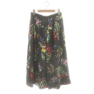 25SS ペイントタッチフラワープリント スカート フレア 40 チャコールグレー マルチカラー /MI