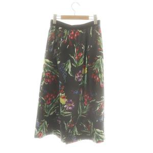 自由区 25SS ペイントタッチフラワープリント スカート フレア 40 チャコールグレー マルチカラー /MI