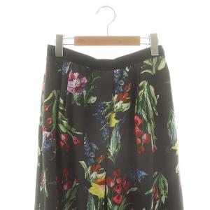 自由区 25SS ペイントタッチフラワープリント スカート フレア 40 チャコールグレー マルチカラー /MI