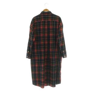 Gymphlex チェック柄長袖シャツワンピース ロング 長袖 14 レッド /MY OS