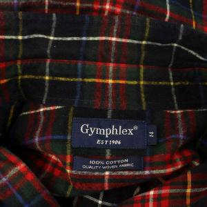 Gymphlex チェック柄長袖シャツワンピース ロング 長袖 14 レッド /MY OS