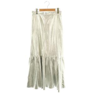 23SS メタリック・ワッシャーナイロンスカート フレア 36 シルバー色 /MI OS