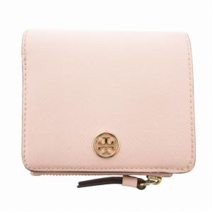 二つ折り財布 ウォレット レザー TTロゴ パッチ ピンク /HO