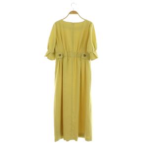NATURAL BEAUTY BASIC 23SS ウエストサイドボタン ワンピース ロング 五分袖 M イエロー /MY OS
