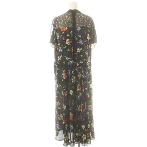 sacai バックサテンフラワードッキングTシャツワンピース 2 ブラック マルチカラー